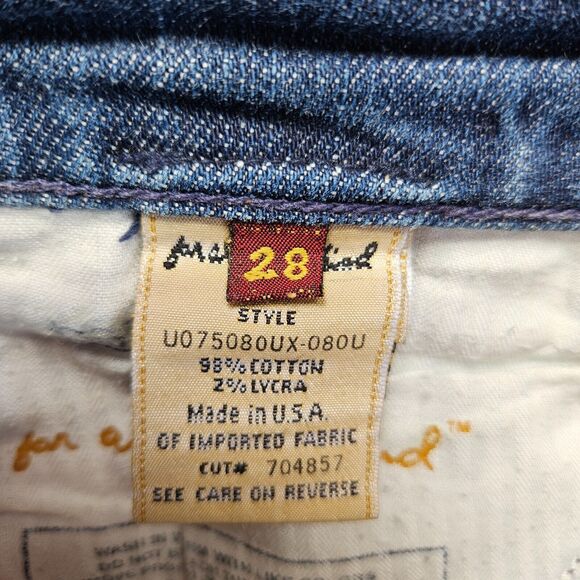 7 For All Mankid Jeans Womens Size 28 Blue Denim Bootcut Low Rise - Picture 4 of 14